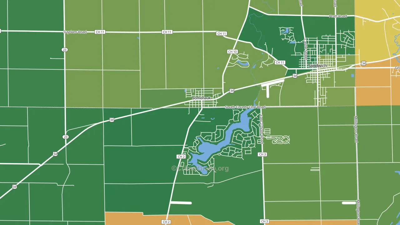 Somonauk, IL Map of Robbery Rates
