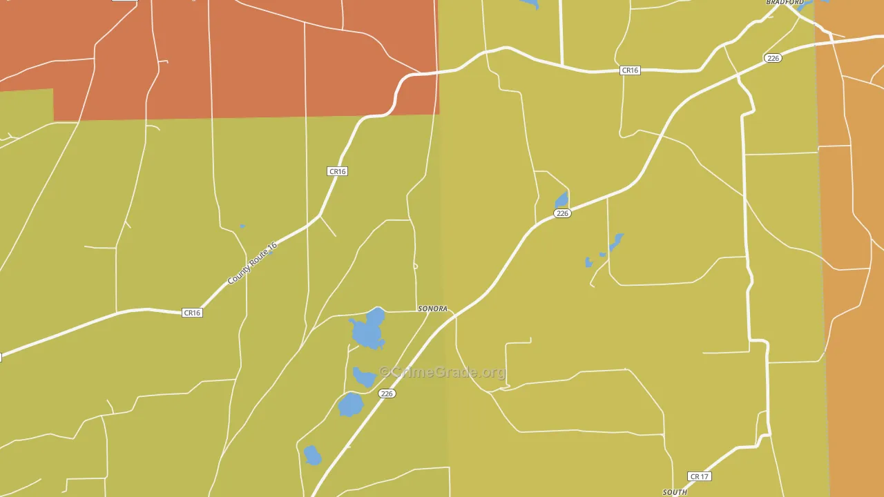 Sonora, NY Map of Robbery Rates