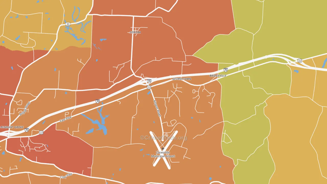 Sonora, OH Map of Robbery Rates