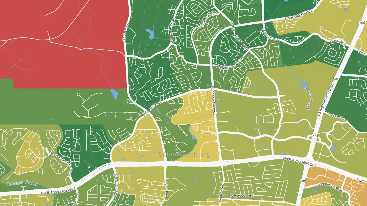 Sonterra-Stone Oak, San Antonio, TX Map of Robbery Rates
