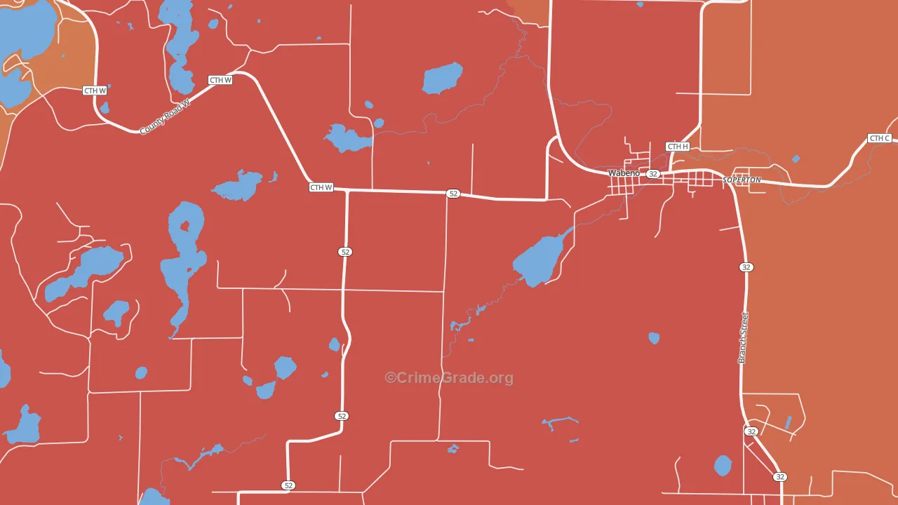 Soperton, WI Map of Robbery Rates