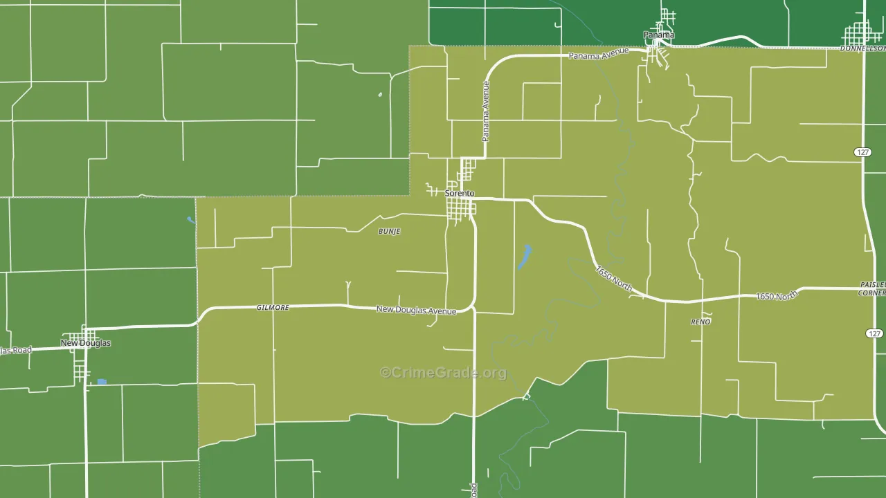 Sorento, IL Map of Robbery Rates