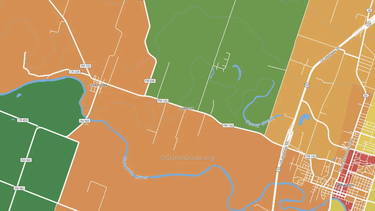 Sorrelle, TX Map of Robbery Rates