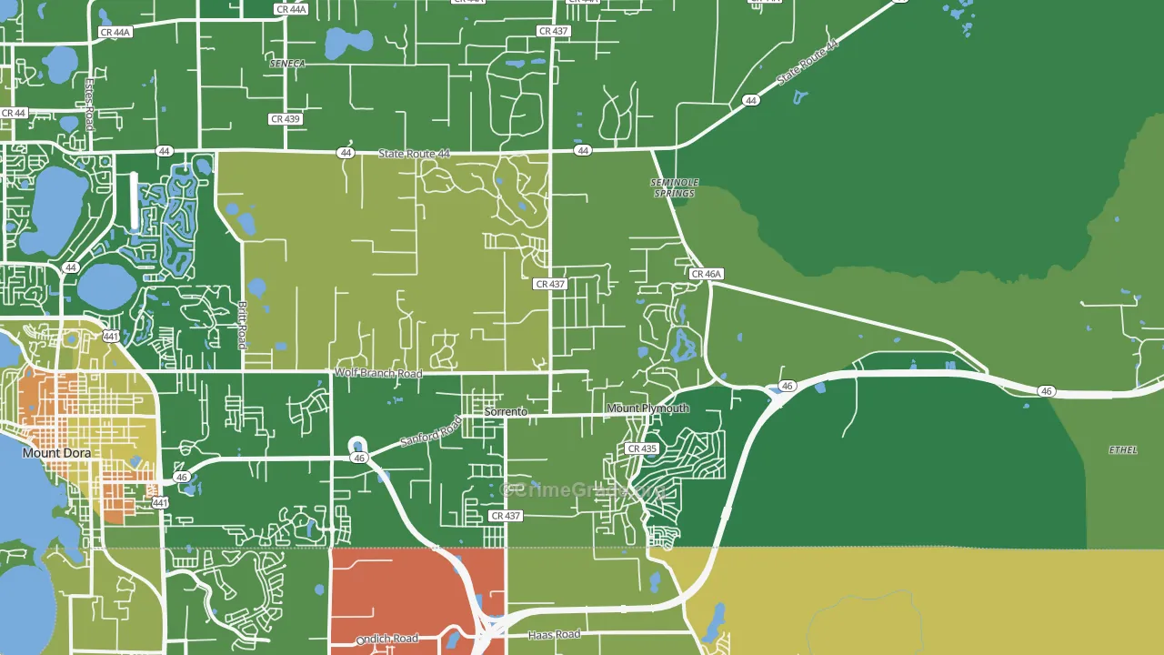 Sorrento, FL Map of Robbery Rates