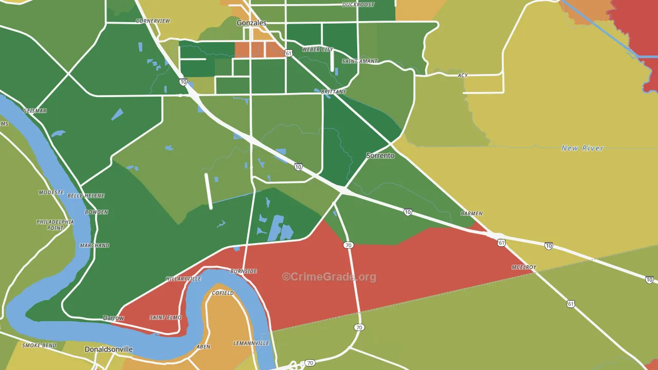 Sorrento, LA Map of Robbery Rates