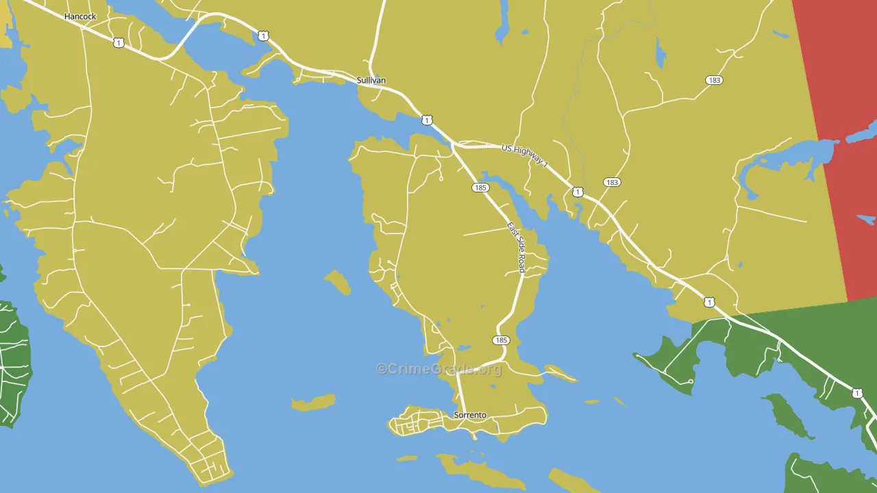 Sorrento, ME Map of Robbery Rates