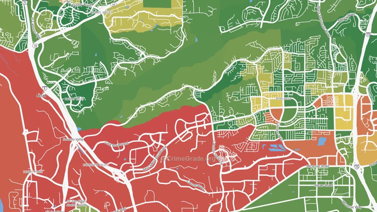 Sorrento Valley, San Diego, CA Map of Robbery Rates