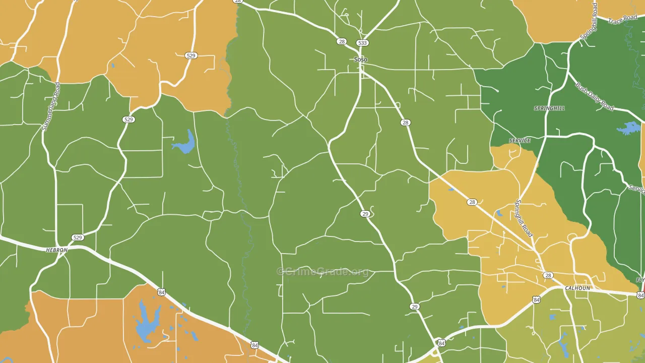 Soso, MS Map of Robbery Rates