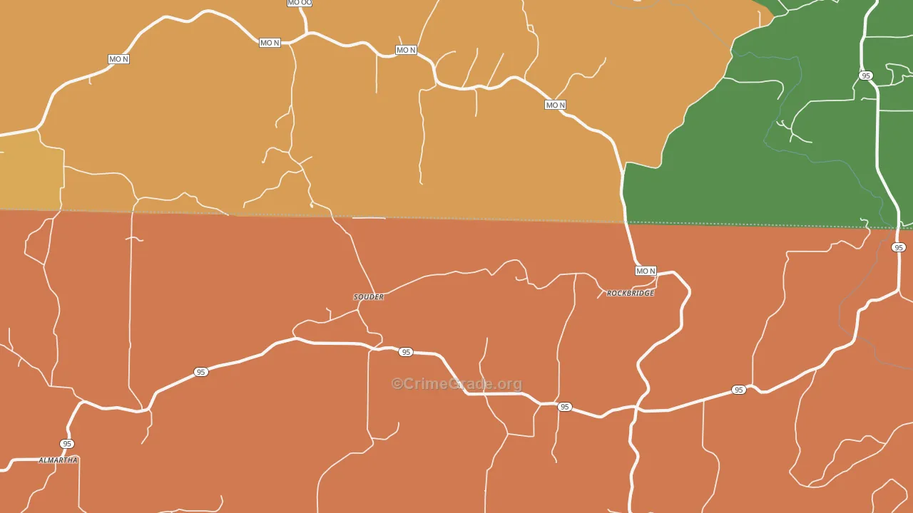 Souder, MO Map of Robbery Rates