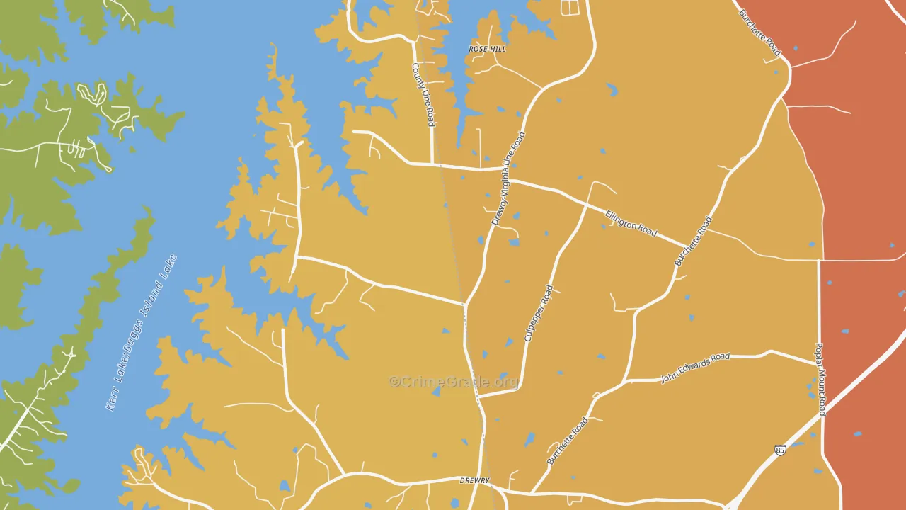 Soul City, NC Map of Robbery Rates