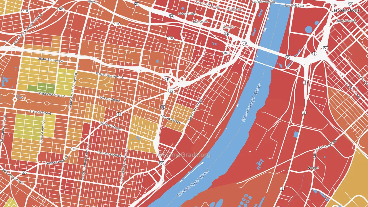 Soulard, St. Louis, MO Map of Robbery Rates