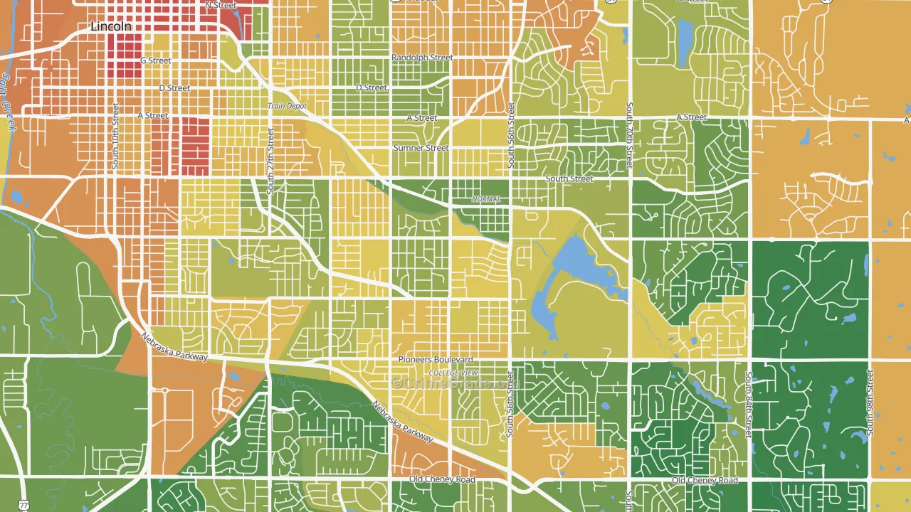 South 48th Street, Lincoln, NE Map of Robbery Rates