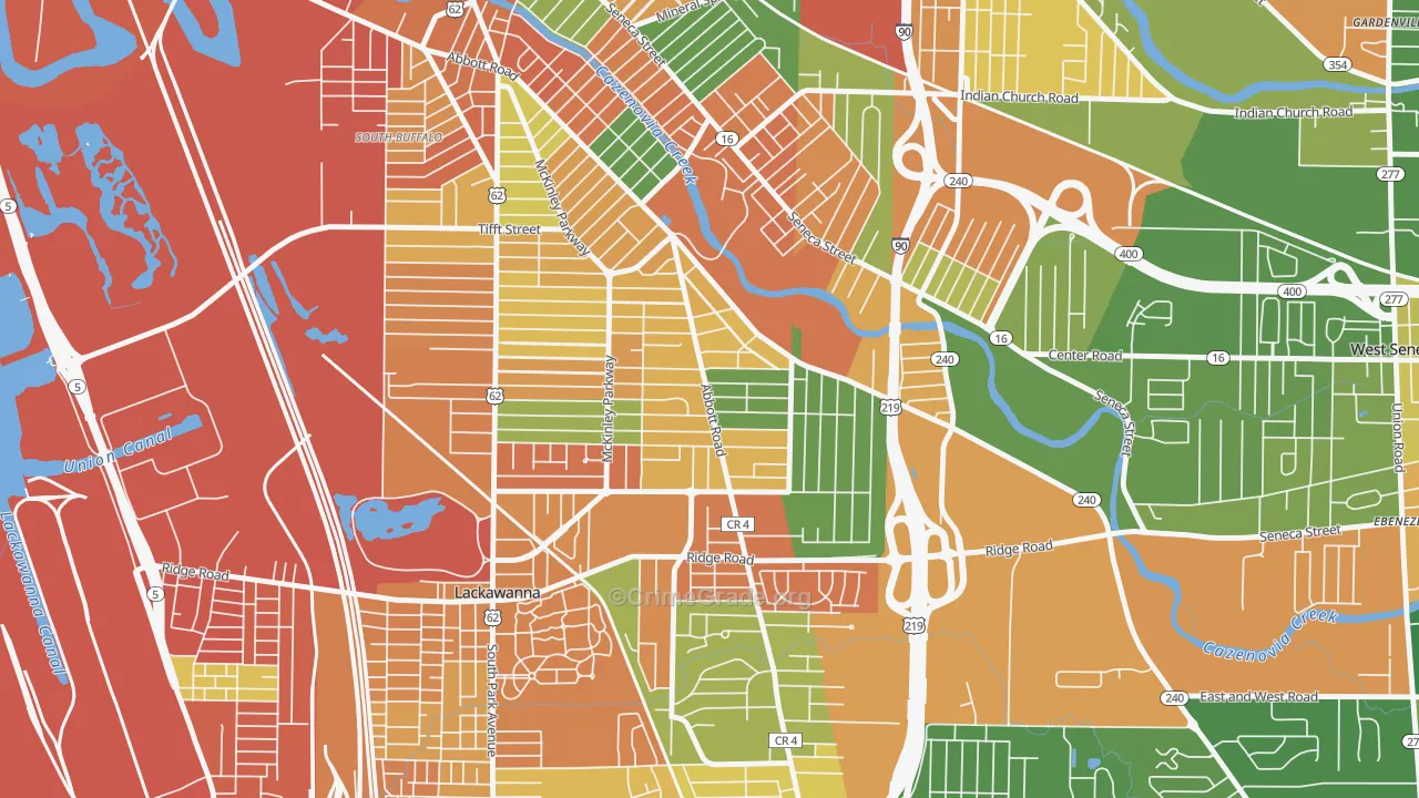 South Abbott, Buffalo, NY Map of Robbery Rates