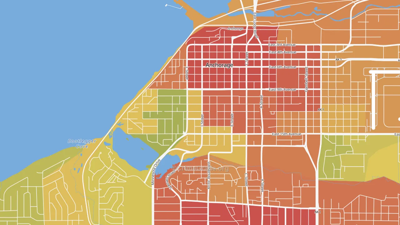 South Addition, Anchorage, AK Map of Robbery Rates