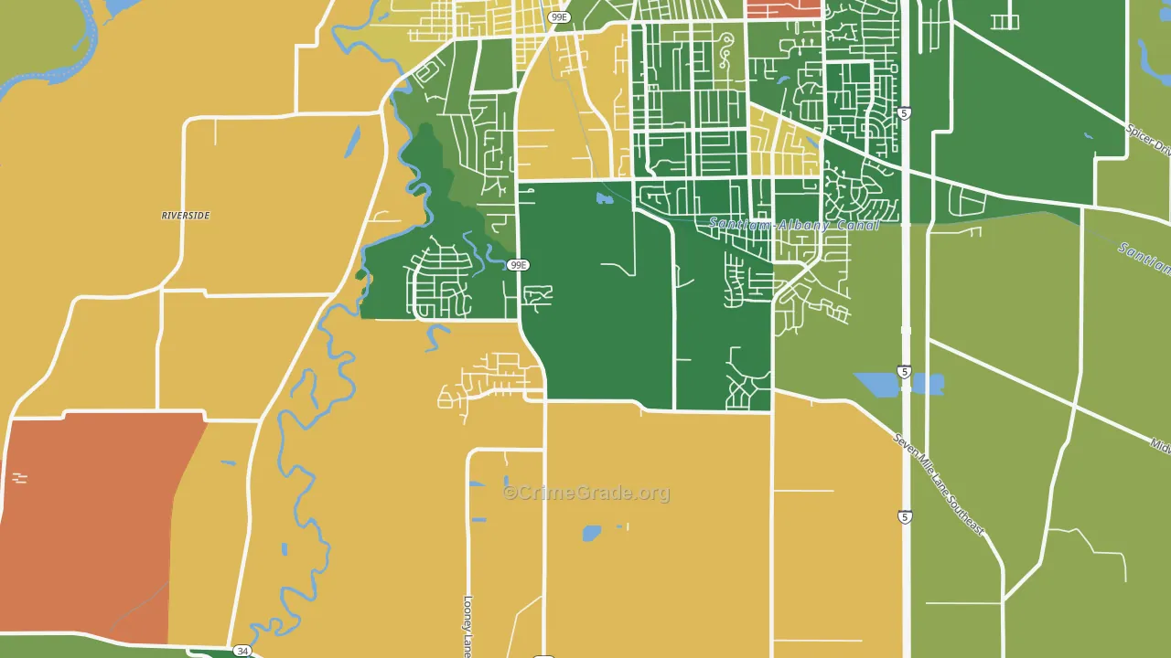 South Albany, Albany, OR Map of Robbery Rates