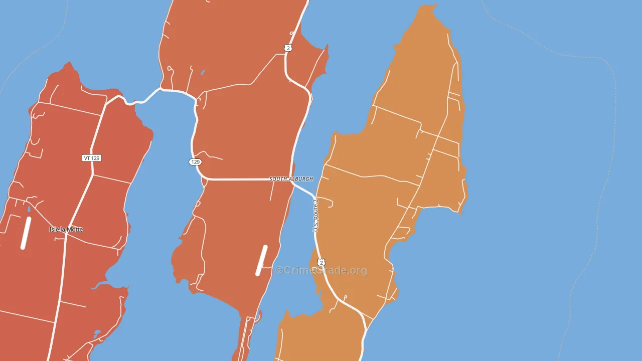 South Alburg, VT Map of Robbery Rates