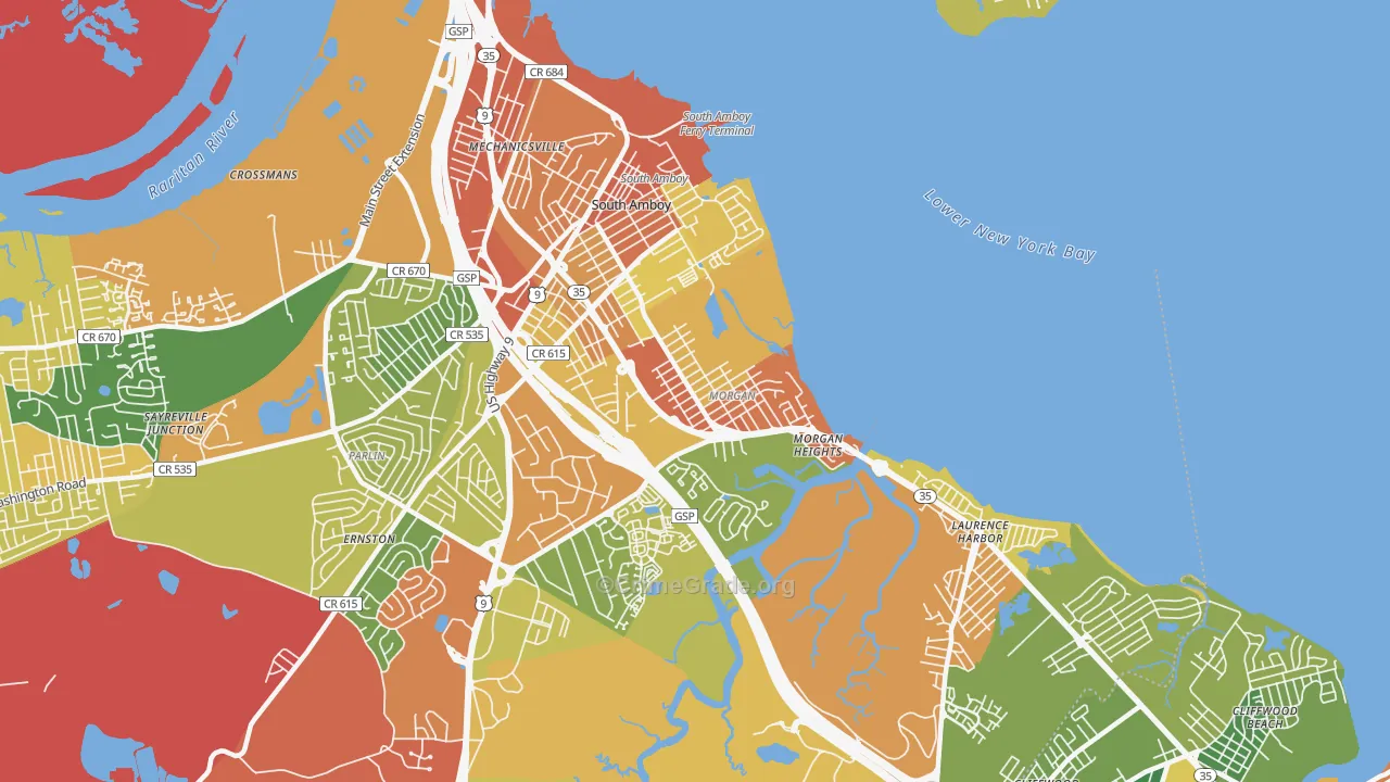 South Amboy, NJ Map of Robbery Rates