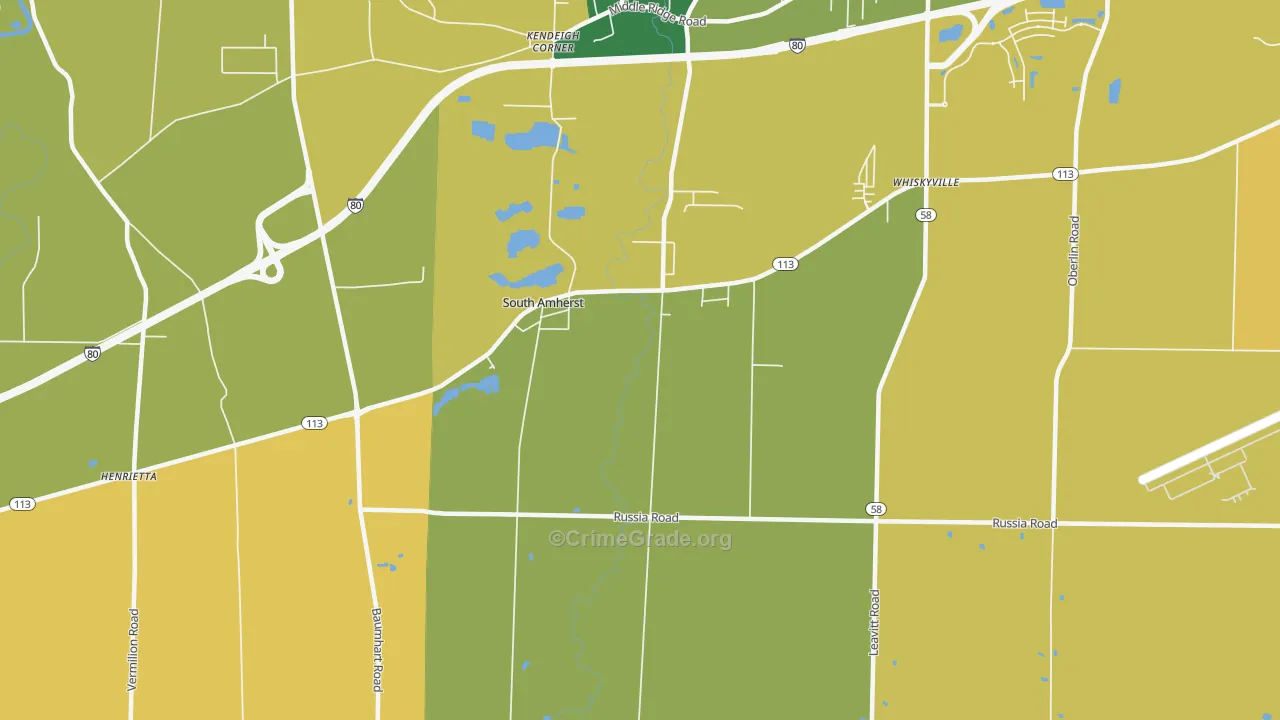 South Amherst, OH Map of Robbery Rates