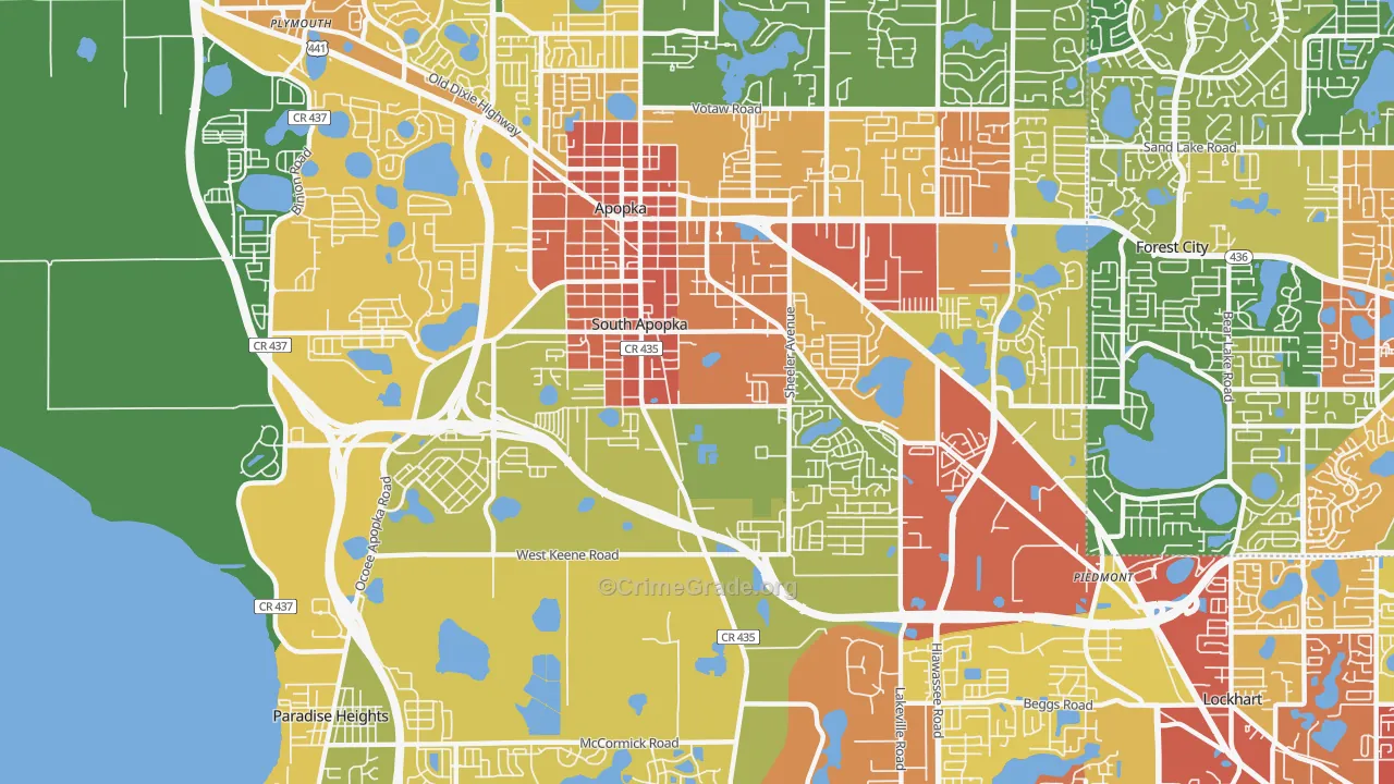 South Apopka, FL Map of Robbery Rates