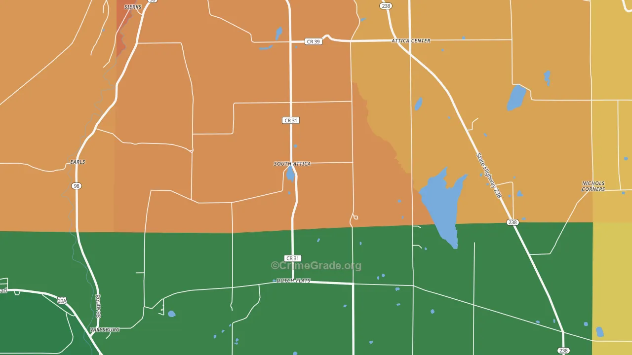 South Attica, NY Map of Robbery Rates