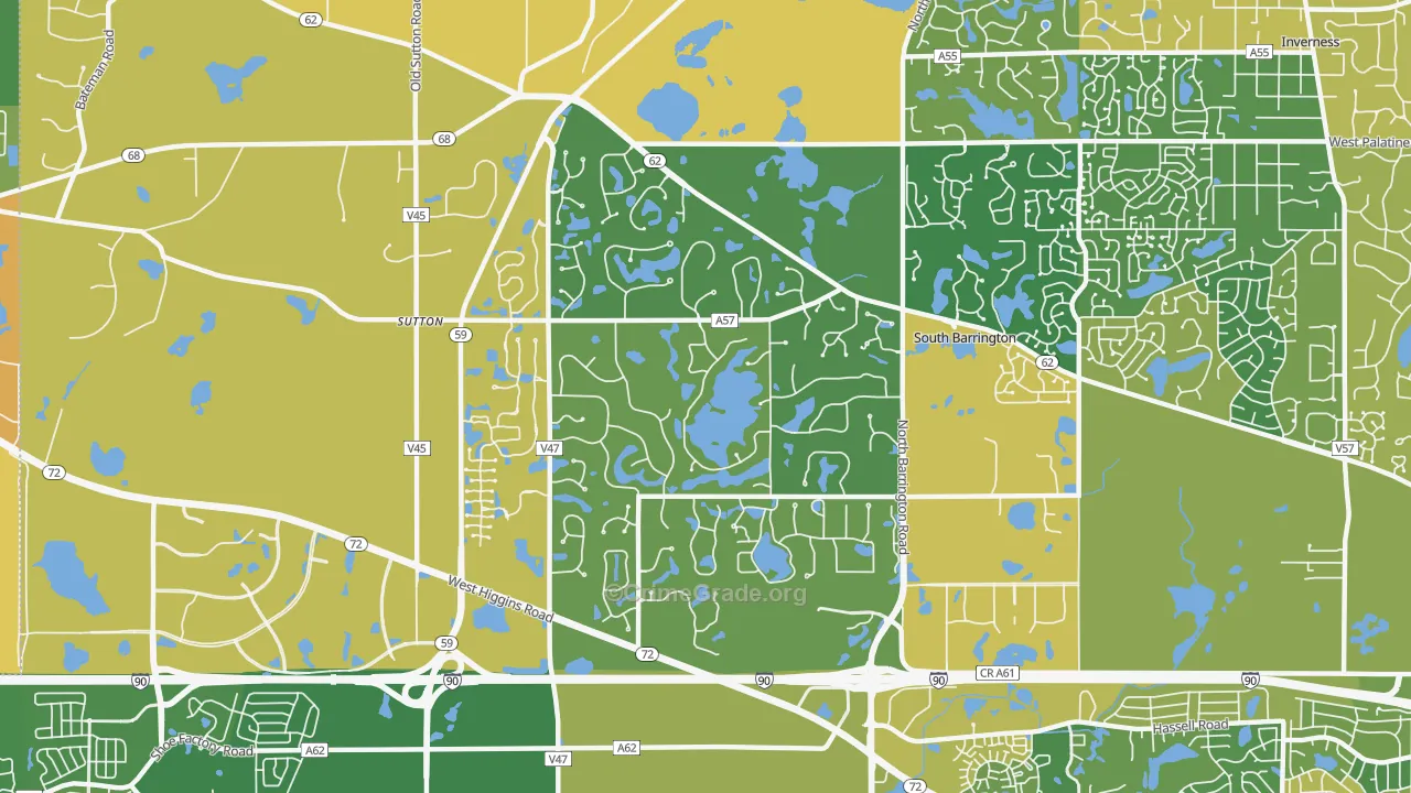 South Barrington, IL Map of Robbery Rates