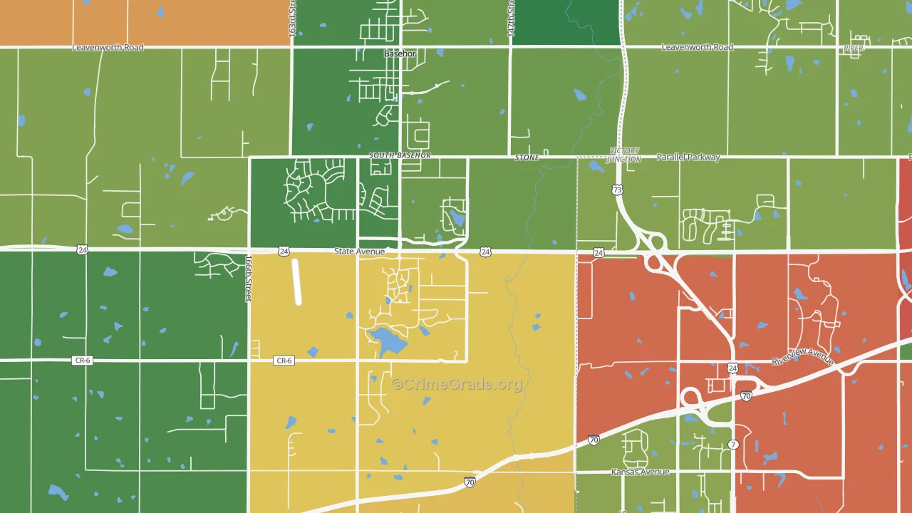 South Basehor, KS Map of Robbery Rates