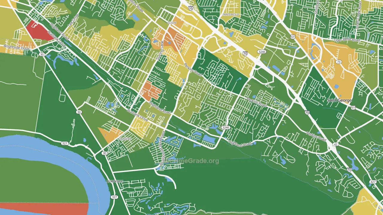 South Baton Rouge, Baton Rouge, LA Map of Robbery Rates