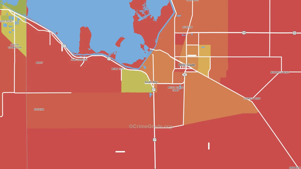 South Bay, FL Map of Robbery Rates