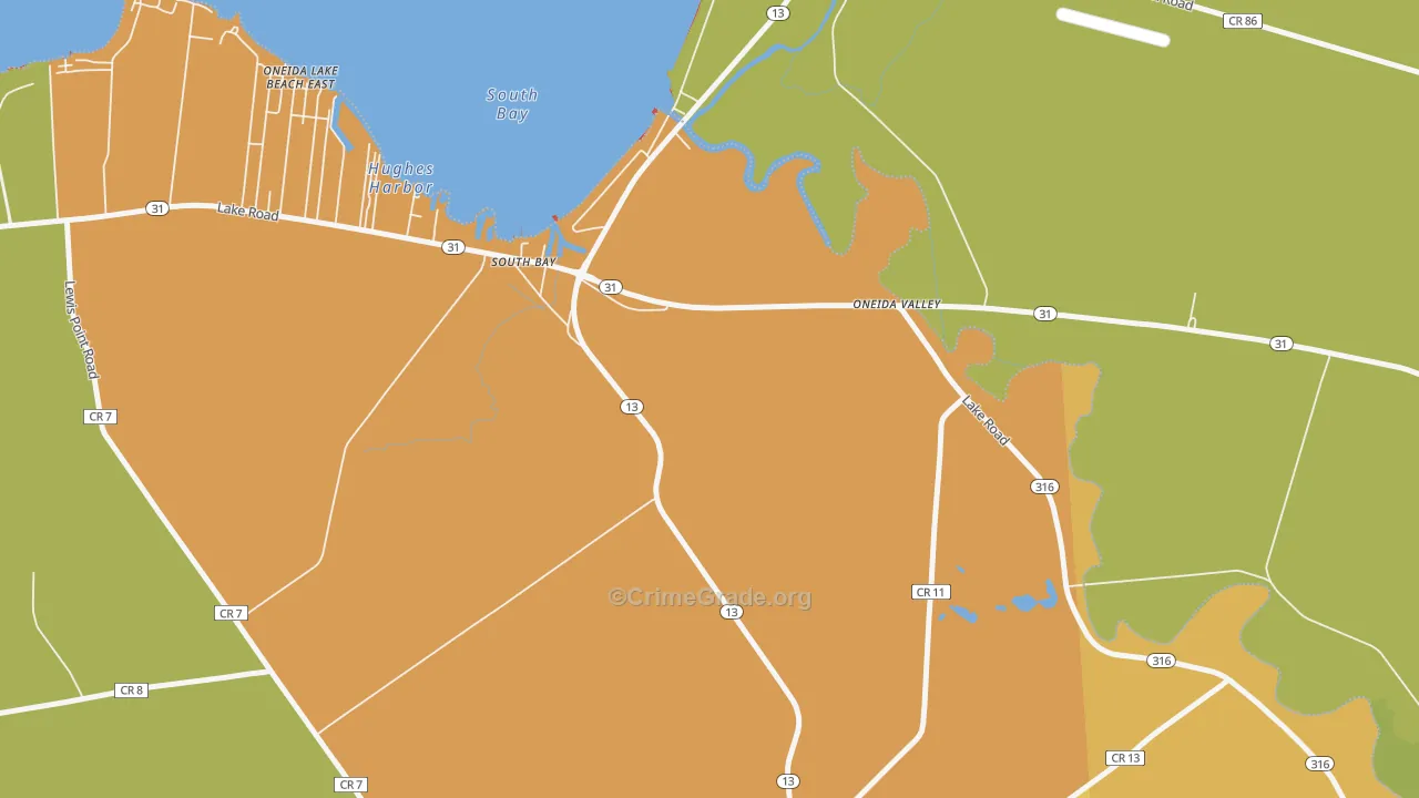 South Bay, NY Map of Robbery Rates