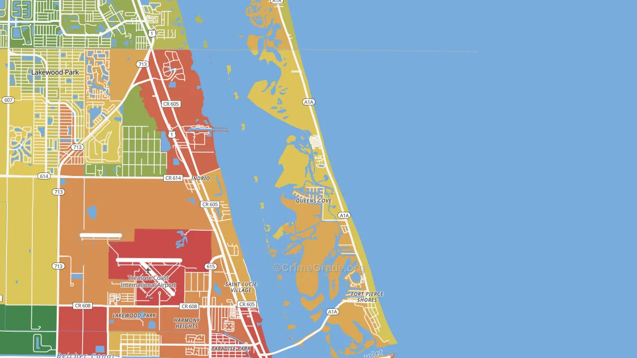South Beach, Fort Pierce, FL Map of Robbery Rates
