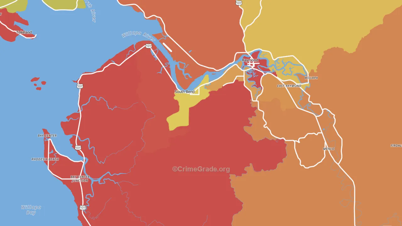 South Bend, WA Map of Robbery Rates