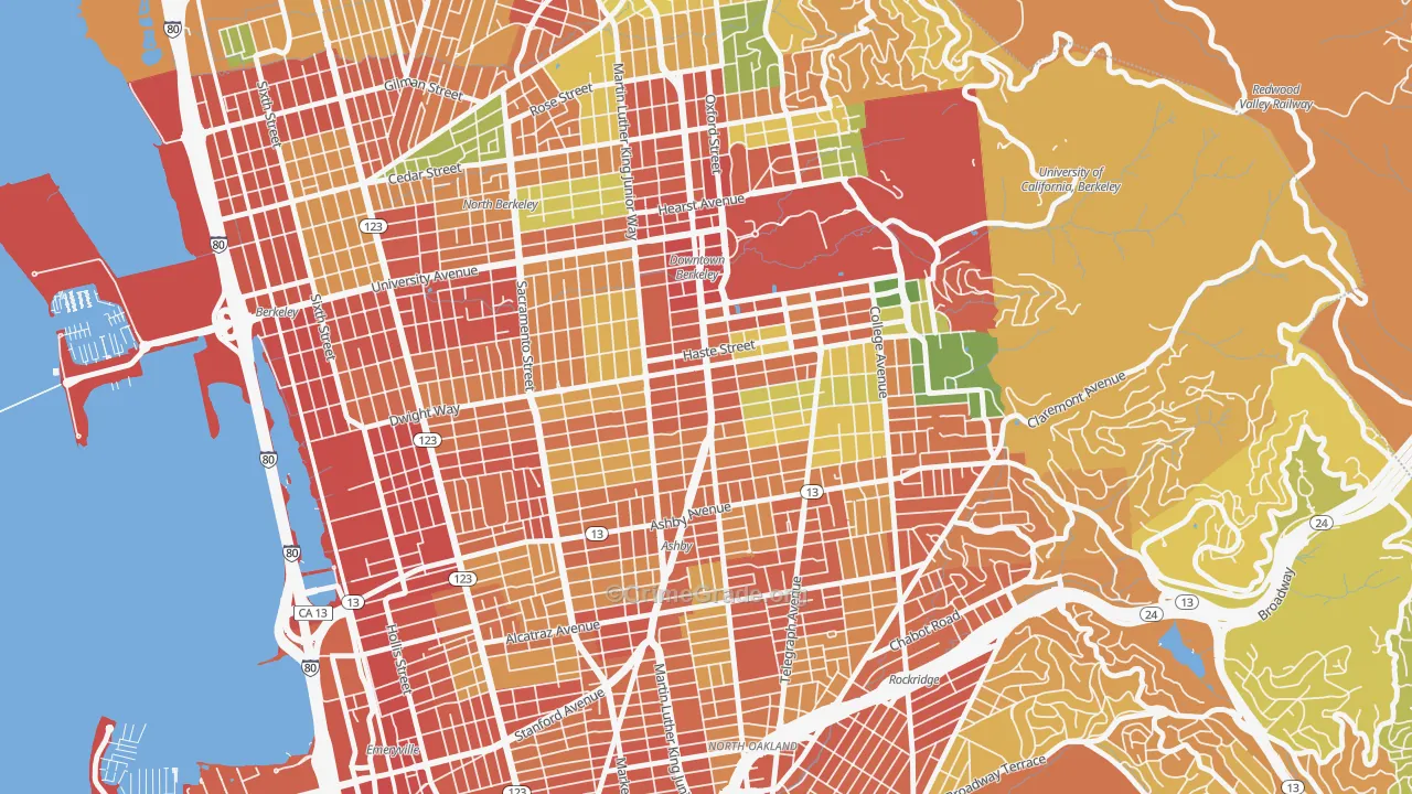 South Berkeley, Berkeley, CA Map of Robbery Rates