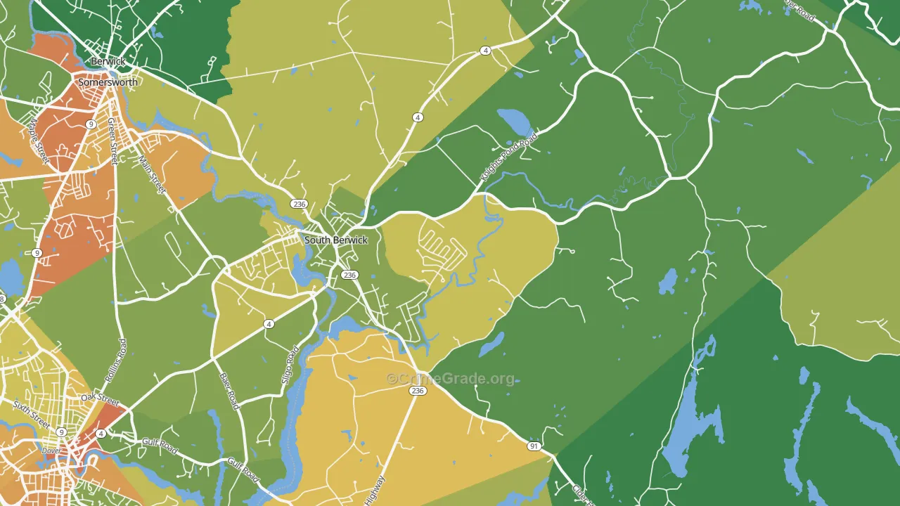 South Berwick, ME Map of Robbery Rates