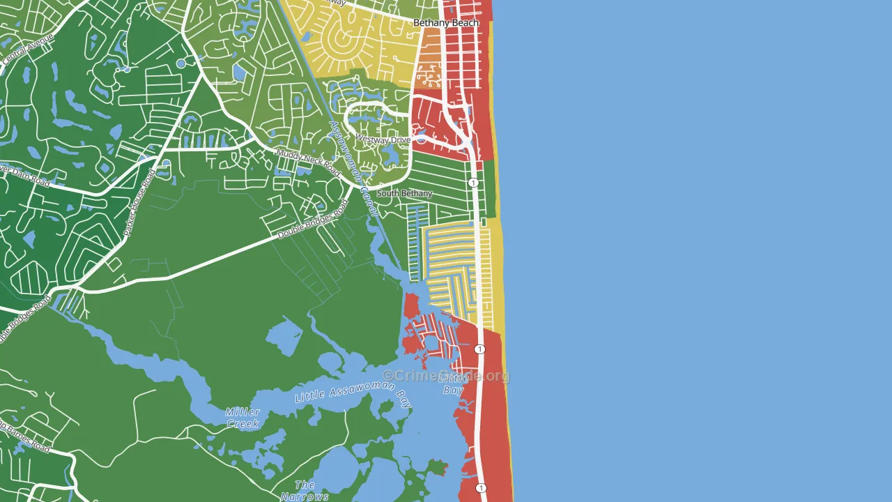 South Bethany, DE Map of Robbery Rates