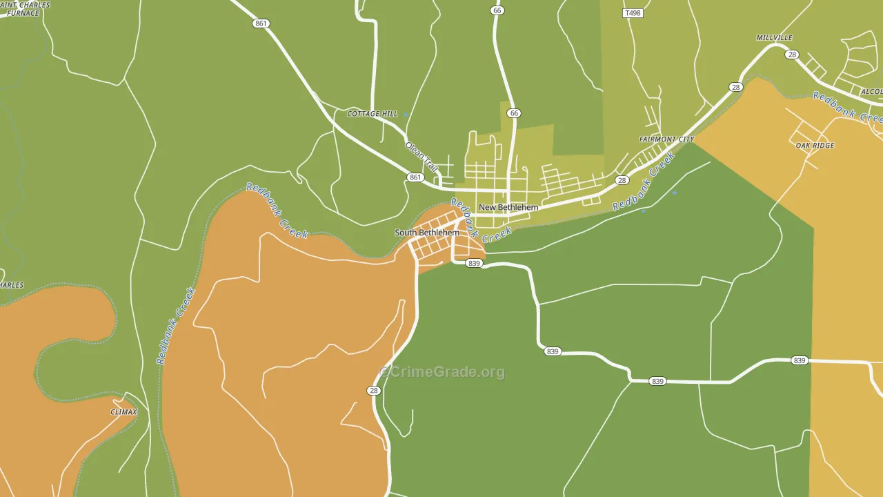 South Bethlehem, PA Map of Robbery Rates