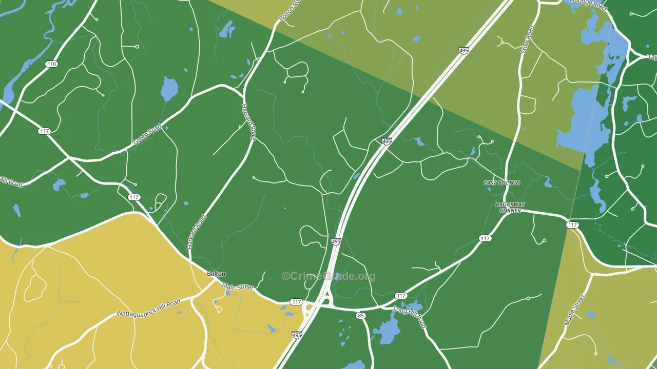 South Bolton, MA Map of Robbery Rates