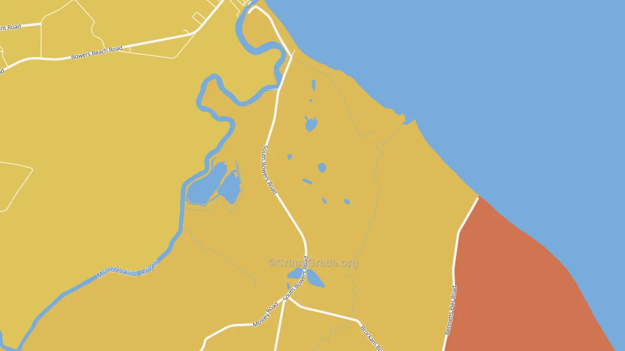 South Bowers, DE Map of Robbery Rates
