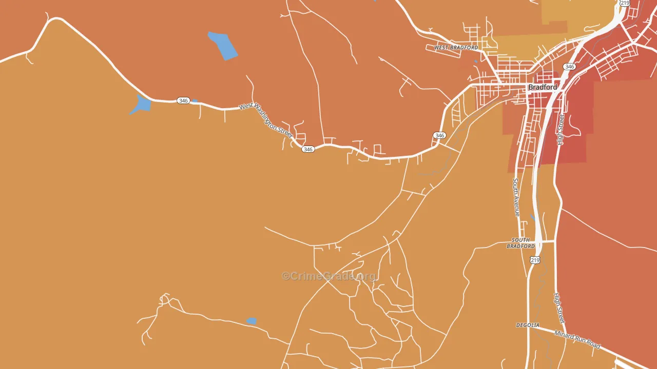 South Bradford, PA Map of Robbery Rates