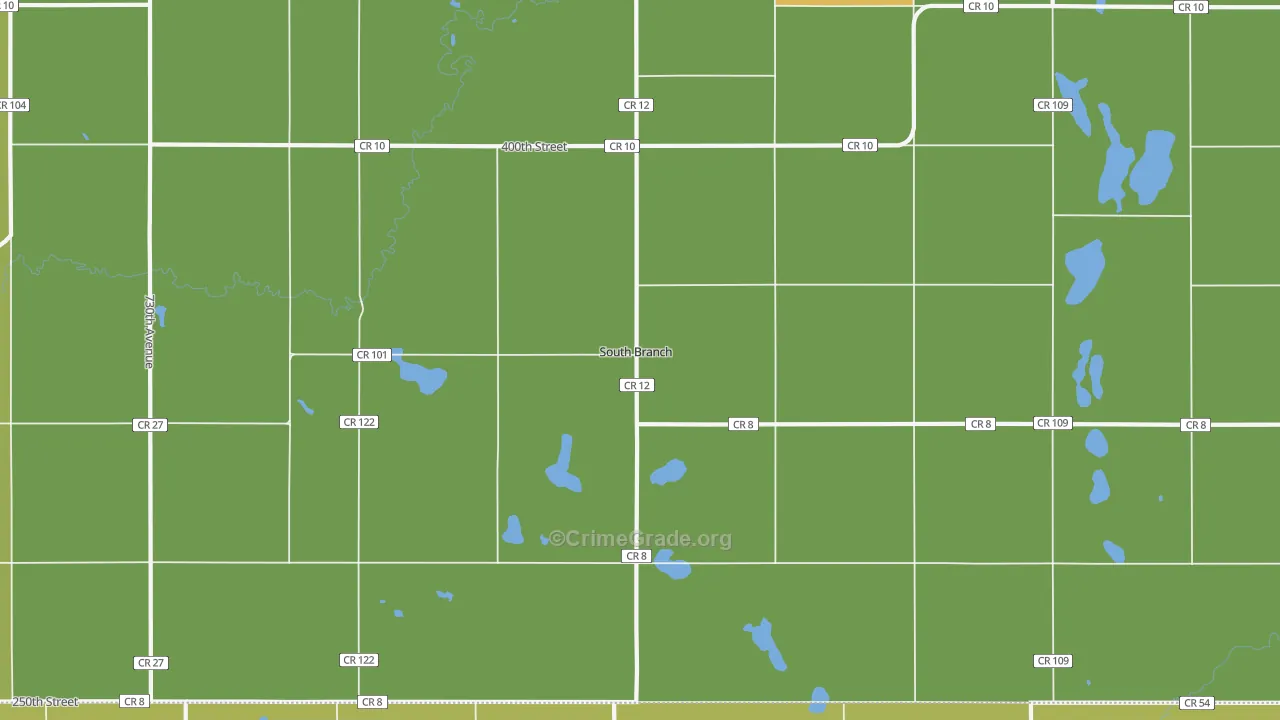 South Branch, MN Map of Robbery Rates