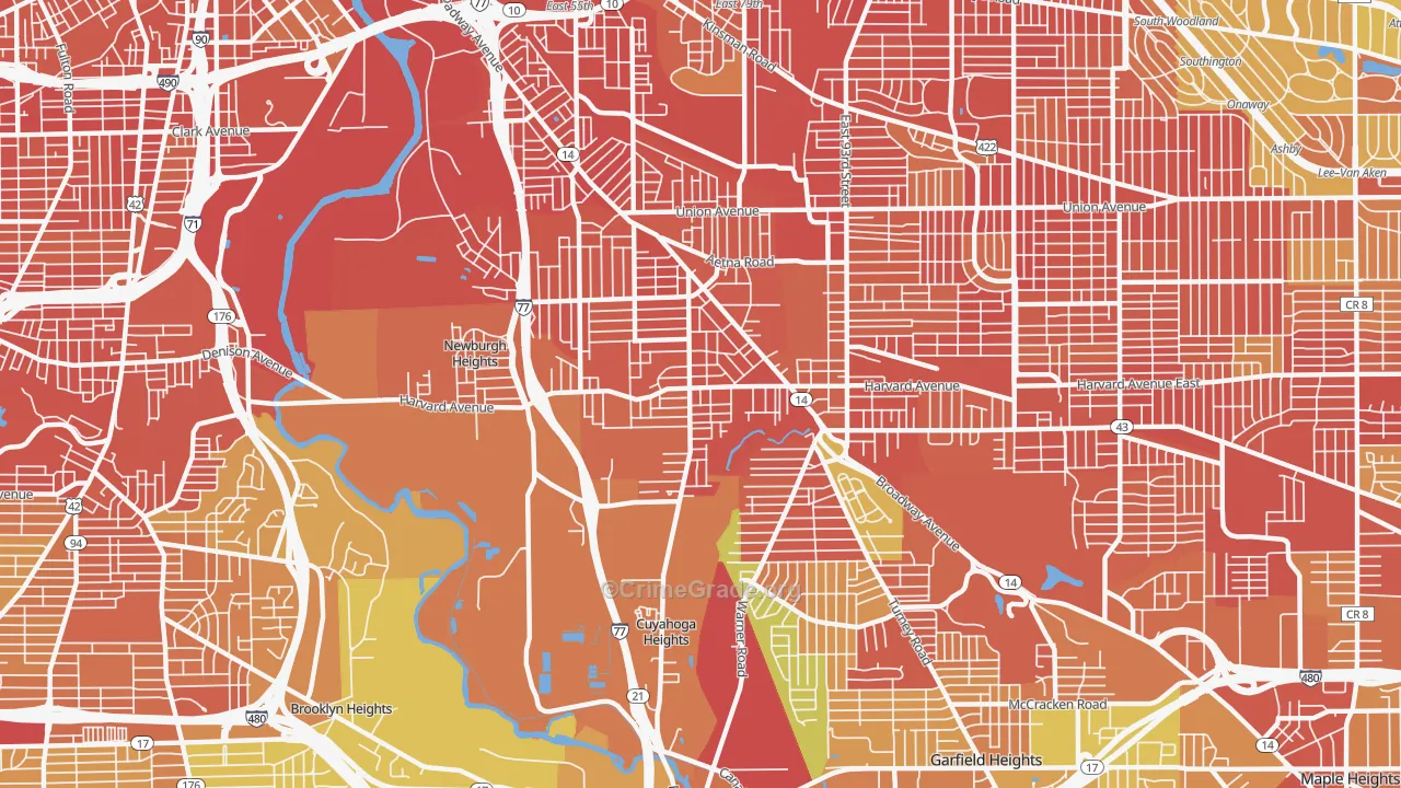 South Broadway, Cleveland, OH Map of Robbery Rates