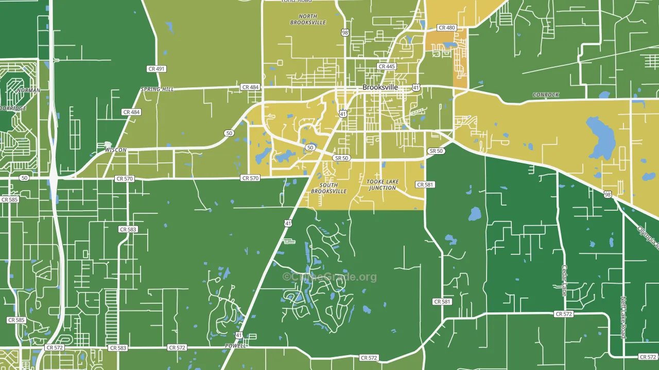 South Brooksville, FL Map of Robbery Rates