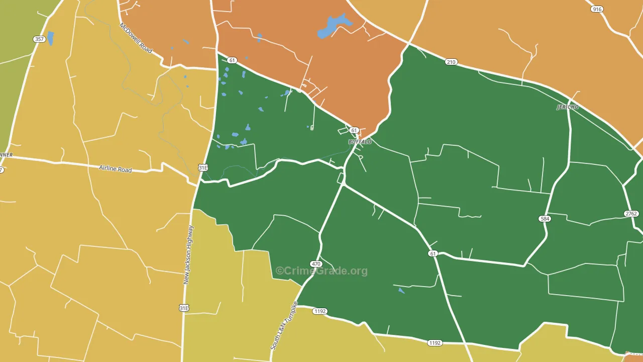 South Buffalo, KY Map of Robbery Rates