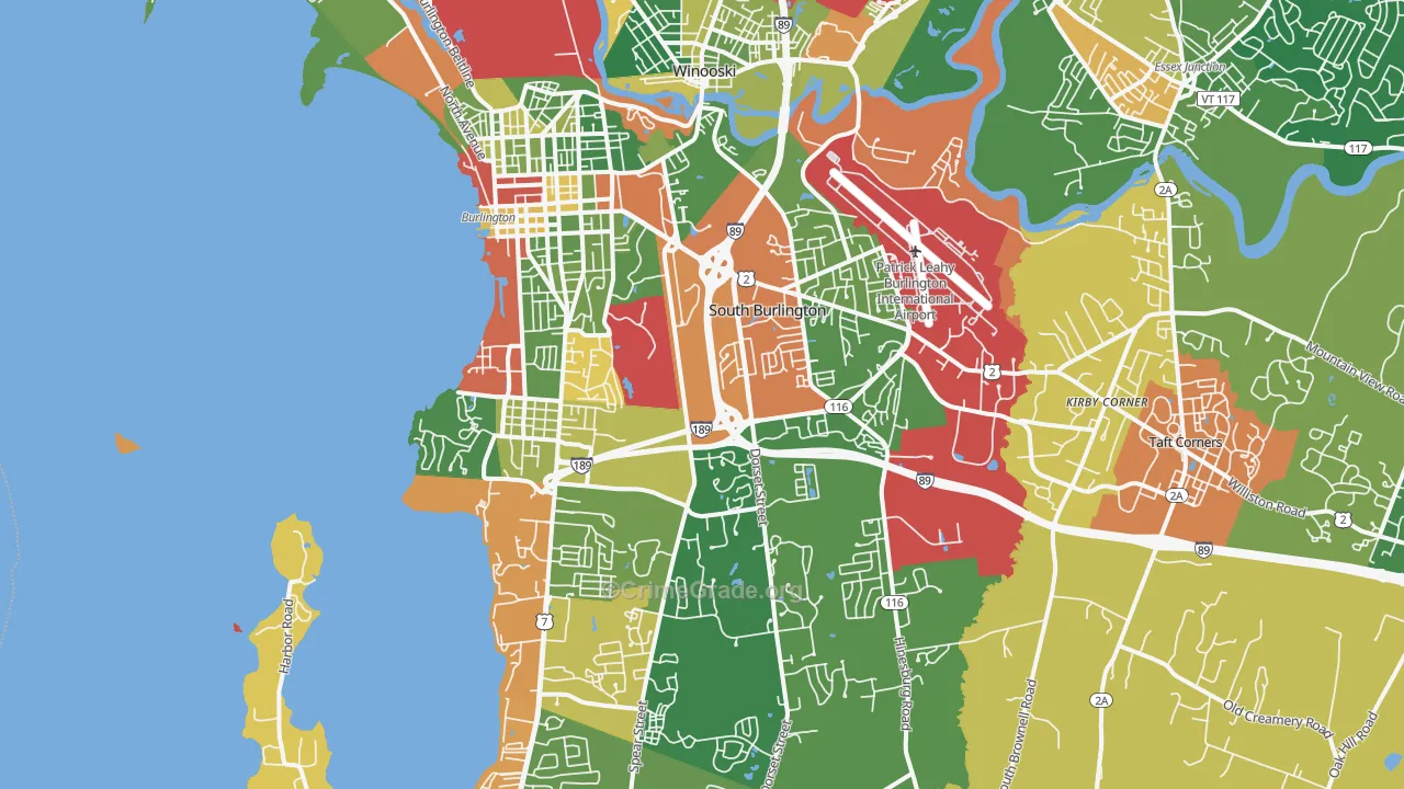 South Burlington, VT Map of Robbery Rates