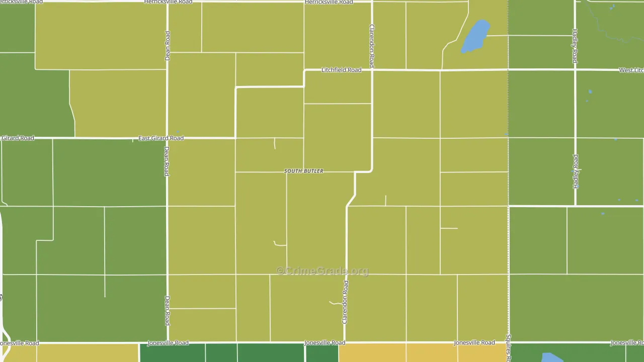 South Butler, MI Map of Robbery Rates