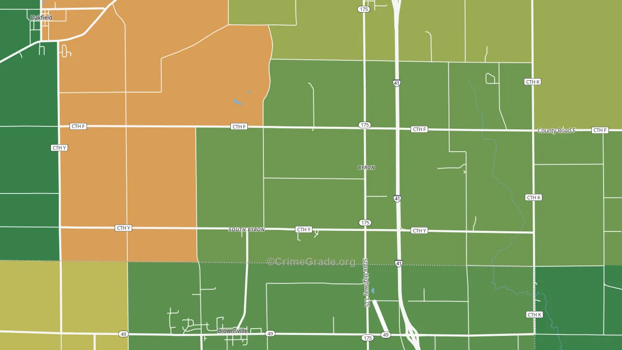 South Byron, WI Map of Robbery Rates