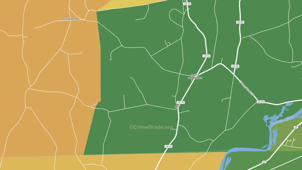 South Cambridge, NY Map of Robbery Rates