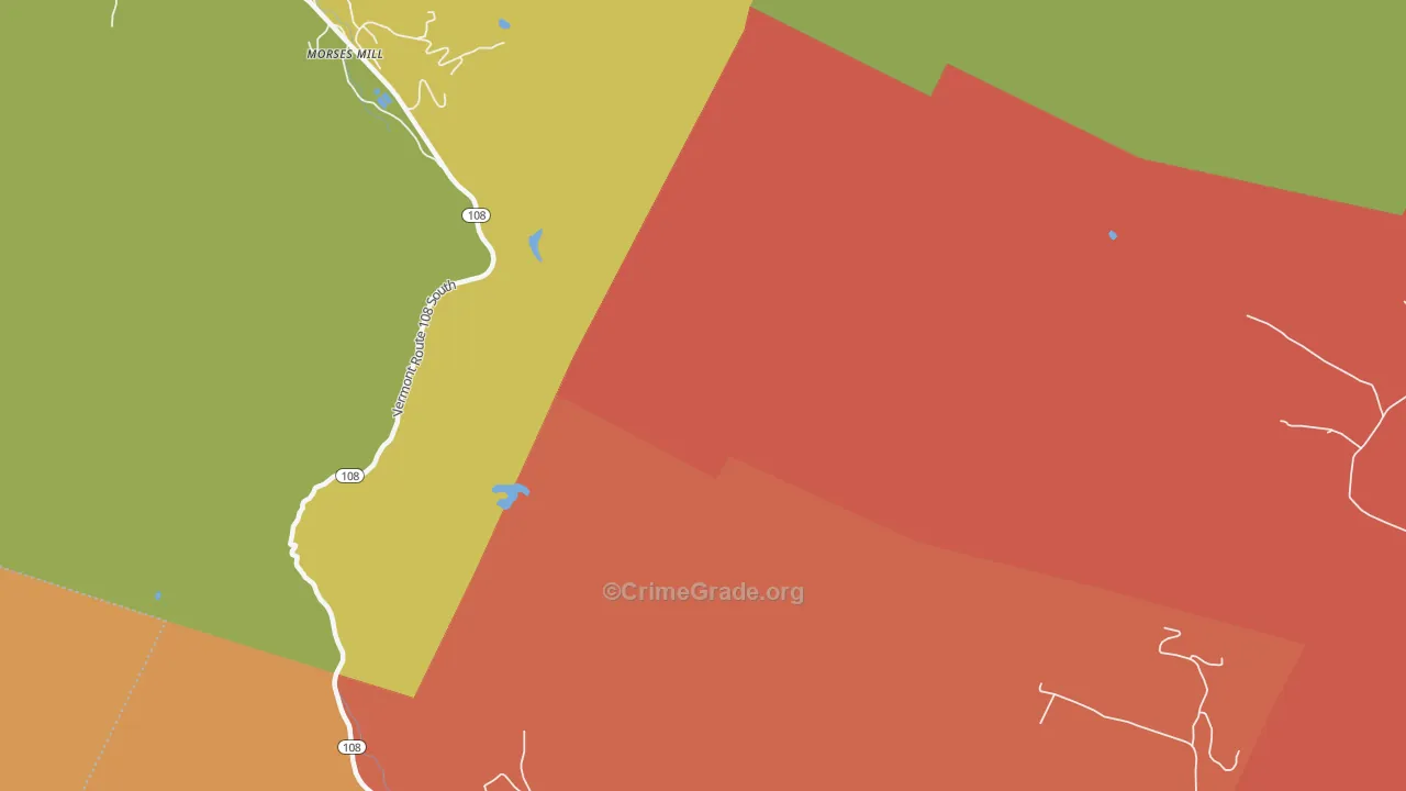 South Cambridge, VT Map of Robbery Rates