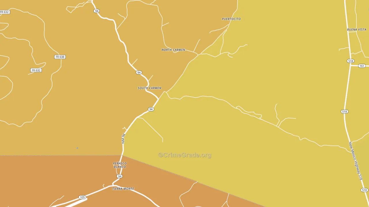 South Carmen, NM Map of Robbery Rates