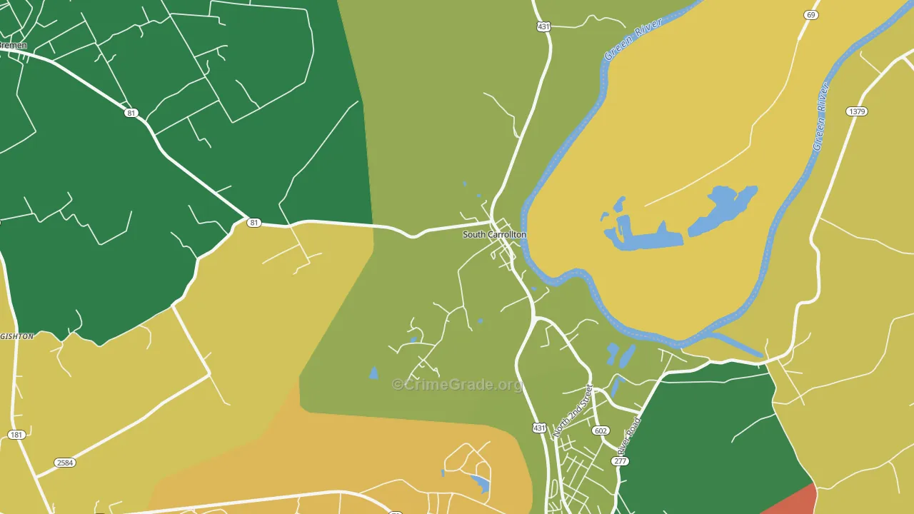 South Carrollton, KY Map of Robbery Rates