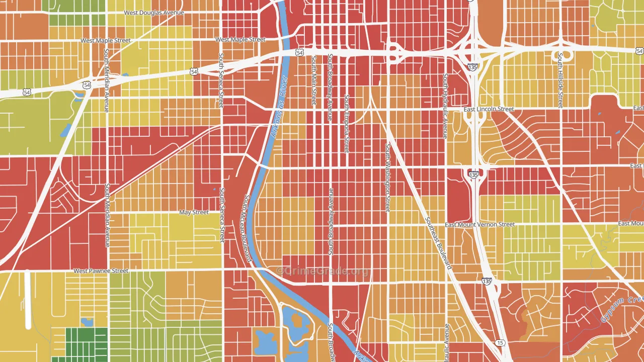 South Central Improvemen, Wichita, KS Map of Robbery Rates